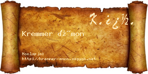 Kremmer Ámon névjegykártya